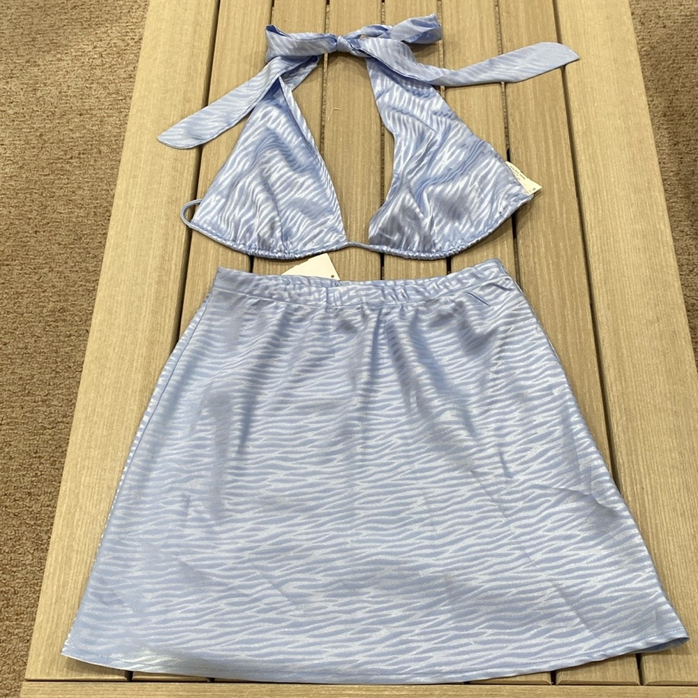 NWT - Beige Botany 2 piece Halter Top with Matching Skirt Set, Size Small